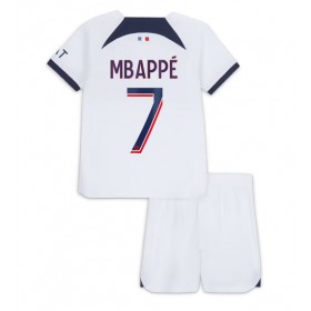 Fotballdrakt Barn Paris Saint-Germain Kylian Mbappe #7 Bortedraktsett 2023-24 Kortermet (+ Korte bukser)